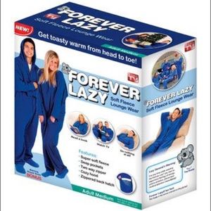 Forever Lazy Adult Onesie fleece USED Blue Lounge